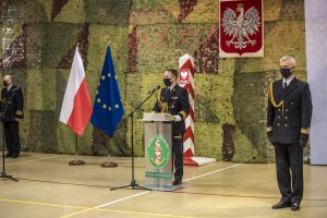Fot. A. Kubiak Funkcjonariusze na zbiórce z okazji Święta Niepodległości.